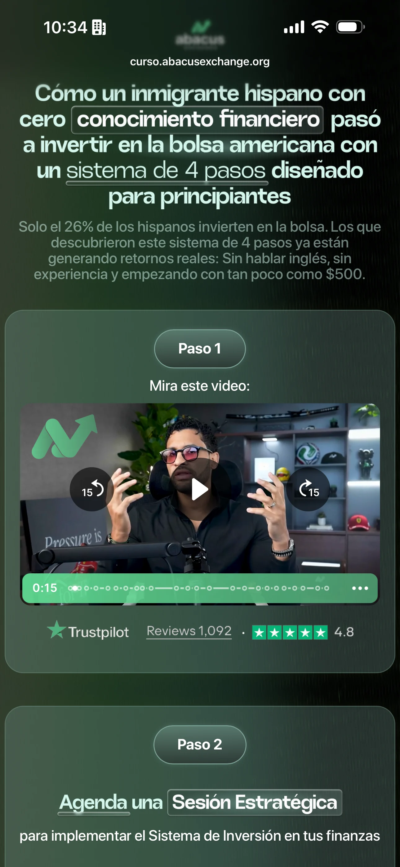 Página del curso gratuito