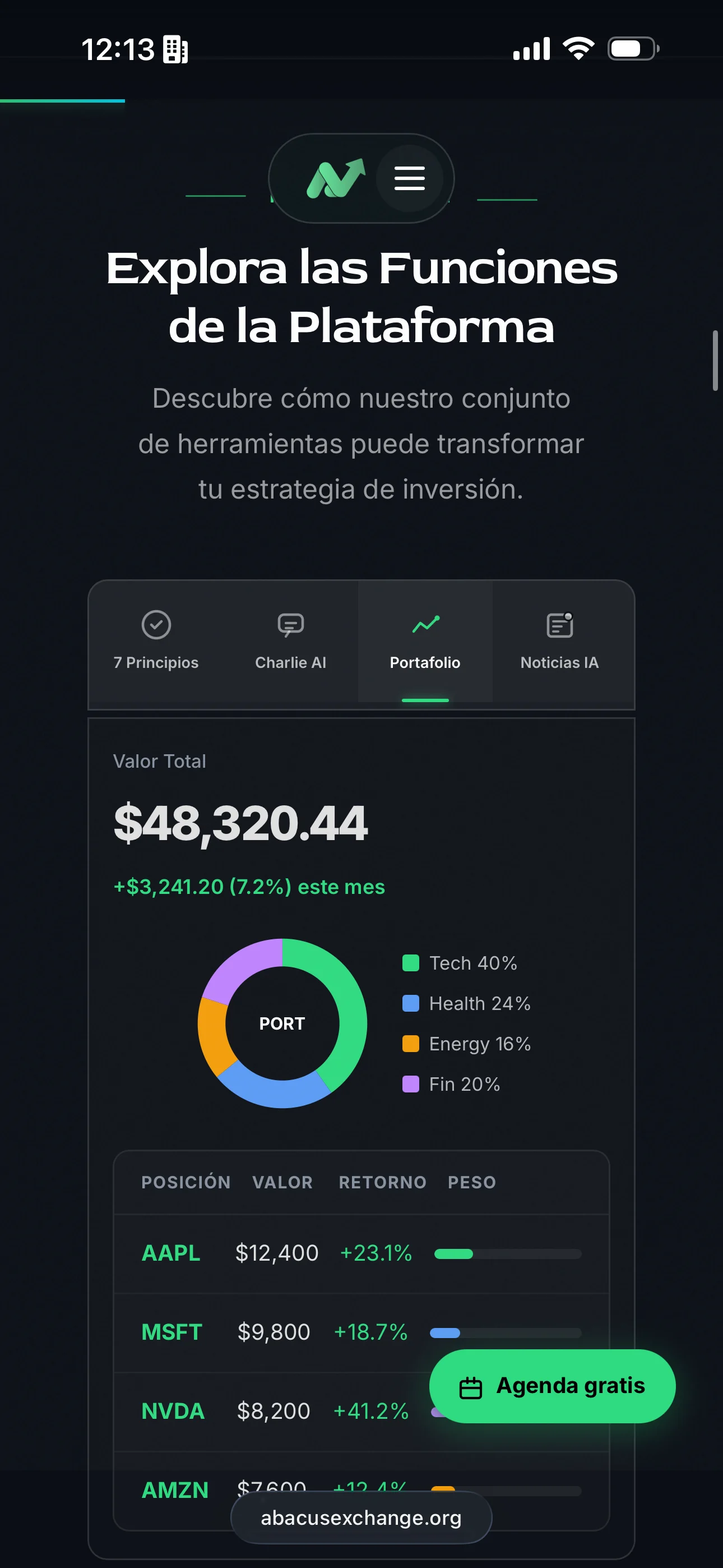Funciones de la plataforma en móvil