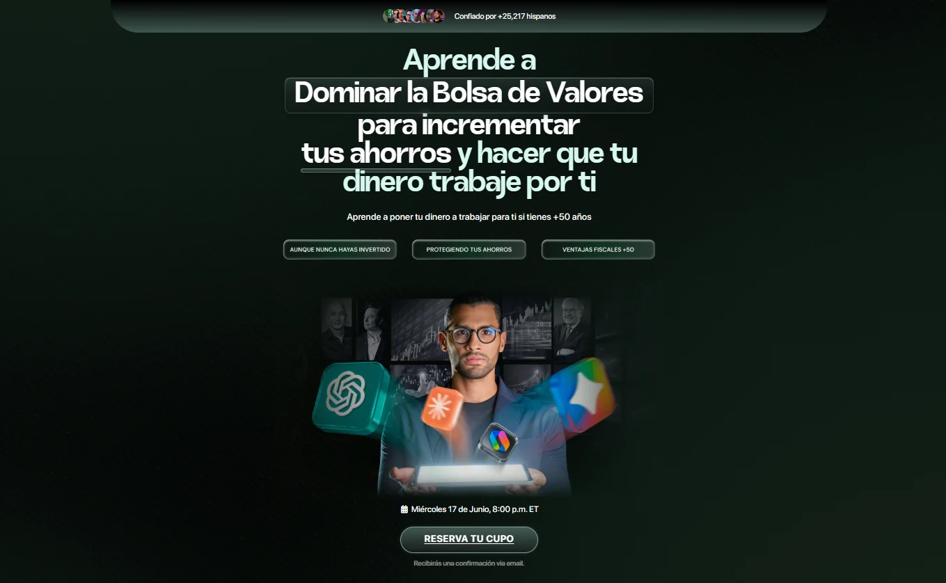 Landing original del webinar 50+