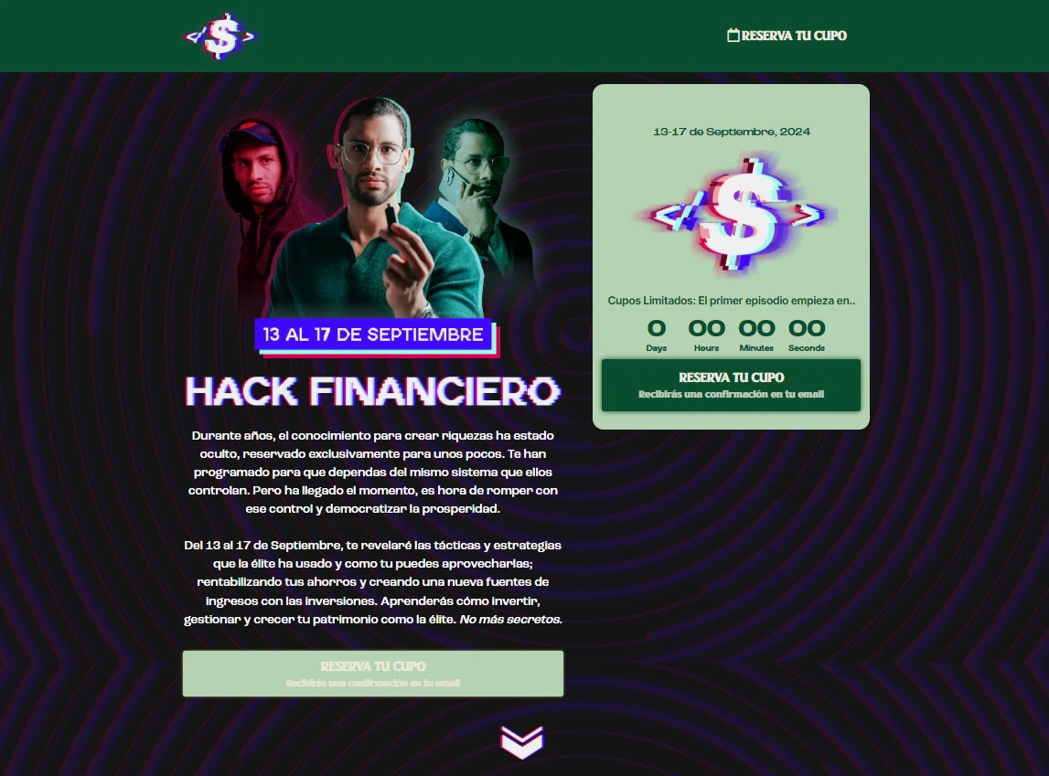 Landing de Hack Financiero
