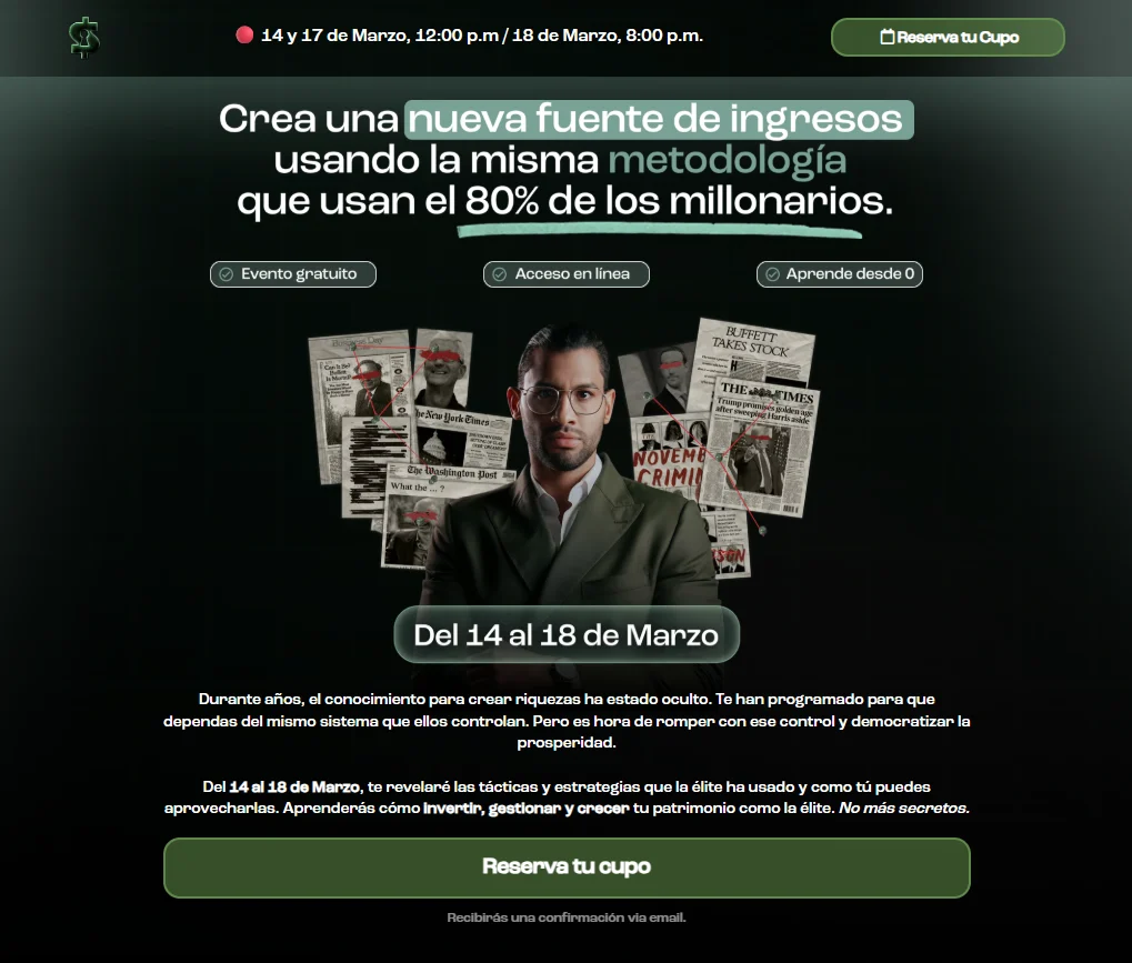 Landing de El Secreto del Dinero